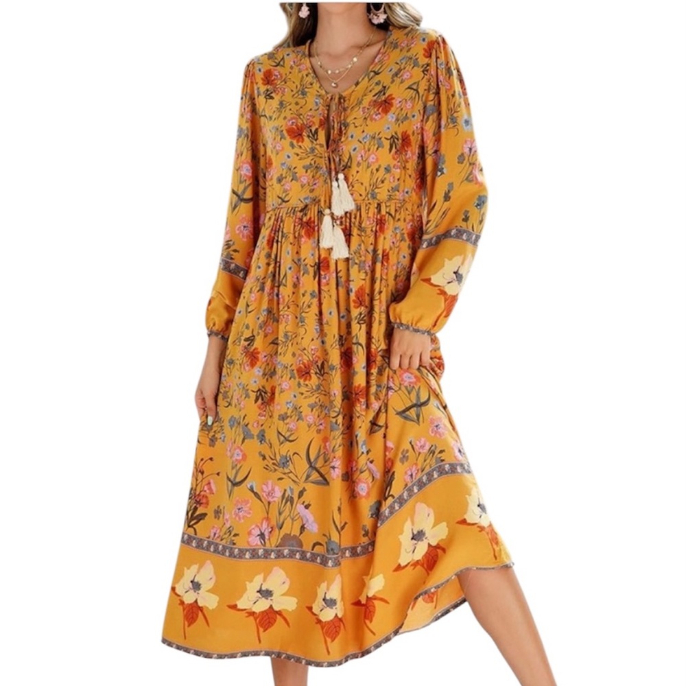 Bohemian Floral Maxi Dress - Size XS - R. Vivimos